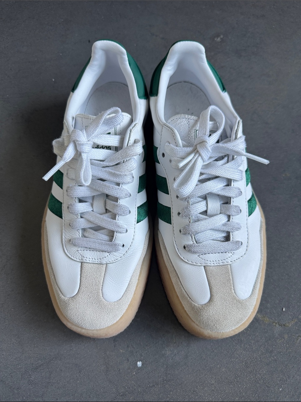 adidas White & Green Classic Low-Top Sneakers